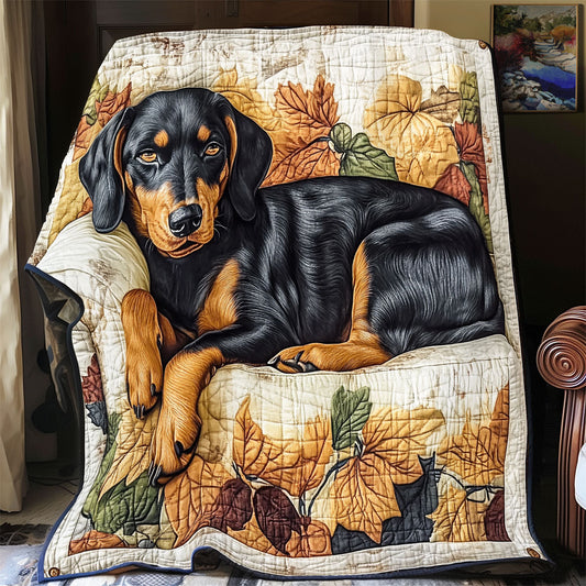 Sleeping Dachshund WU2001058CL Quilt Blanket