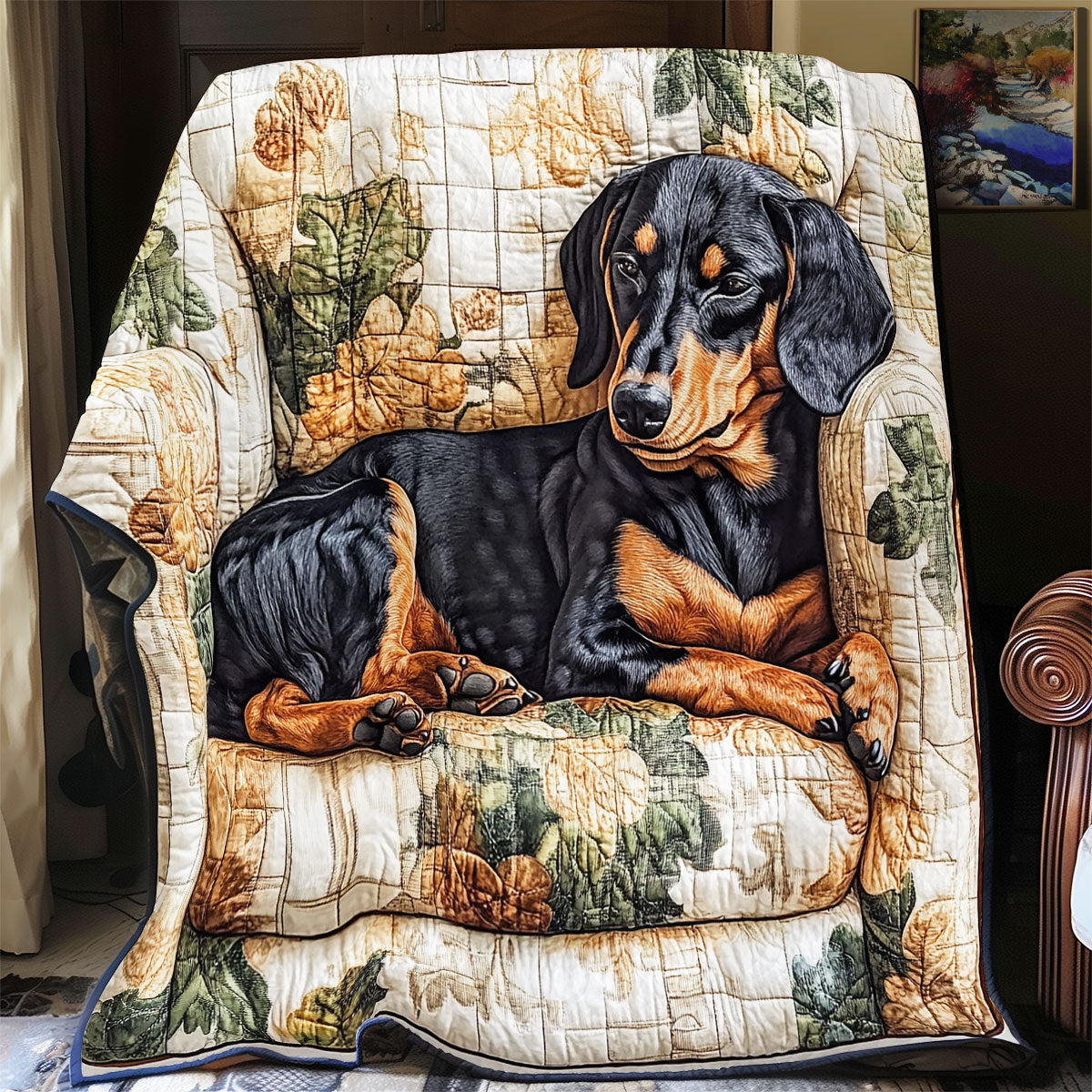 Sleeping Dachshund WU2001060CL Quilt Blanket