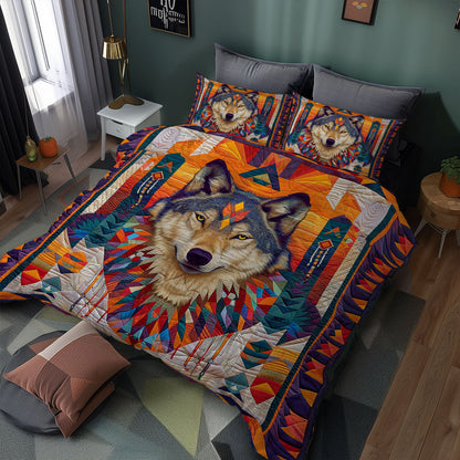 Native American Wolf XR1605014CL Quilted Bedding Set
