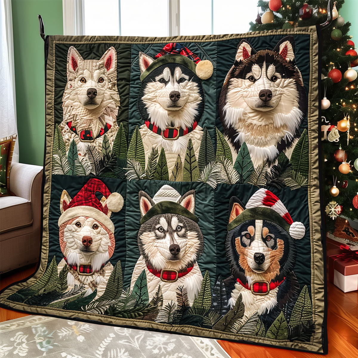 Christmas Husky XR1308038CL Quilt Blanket