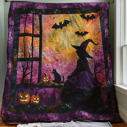 Halloween Witch And Cat WJ0507010CL Quilt Blanket