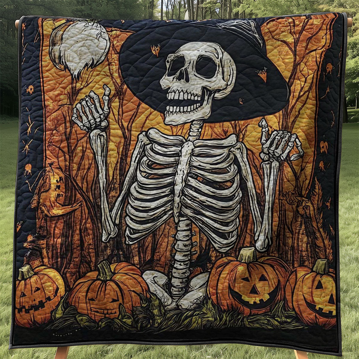 Halloween Witch Skeleton WJ0608018CL Quilt Blanket
