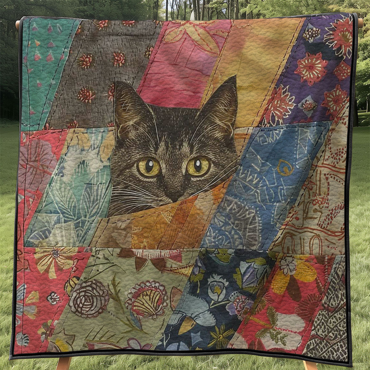 Peeking Cat WJ0108021CL Quilt Blanket