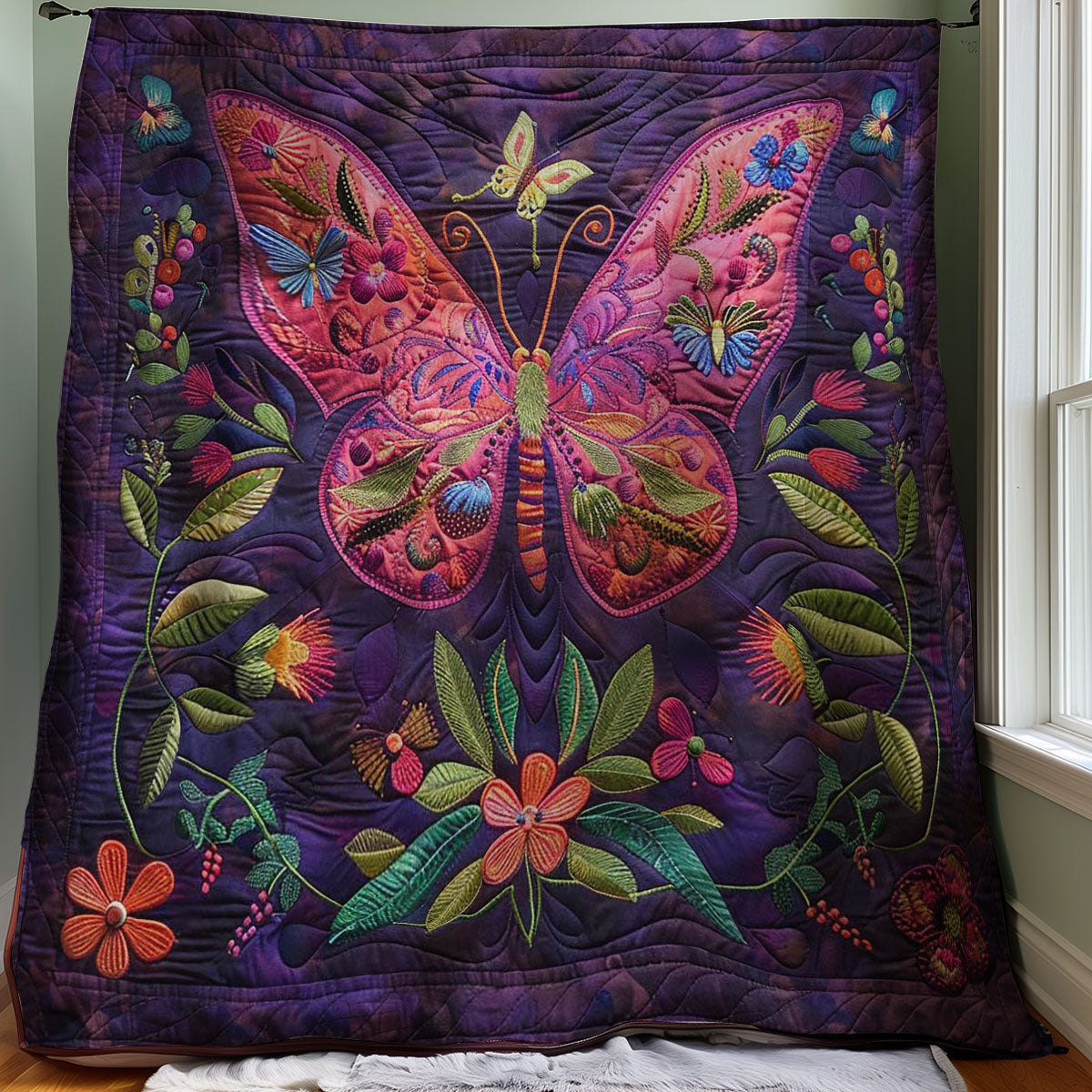 Purple Butterfly WJ1707017CL Quilt Blanket