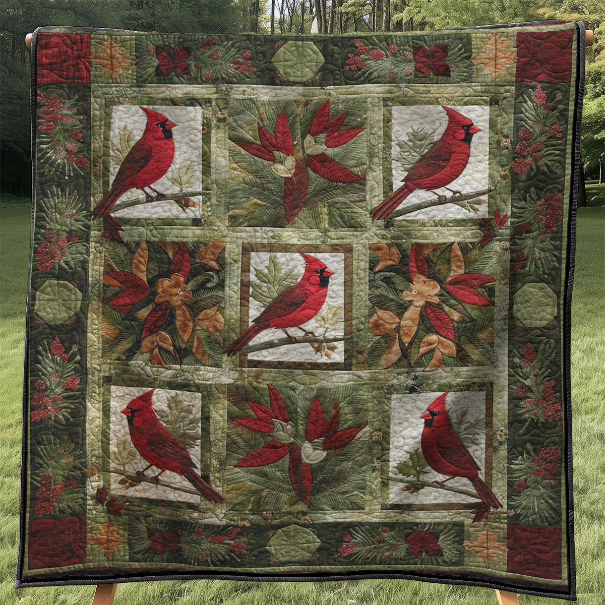 Red Cardinal WJ3107032CL Quilt Blanket