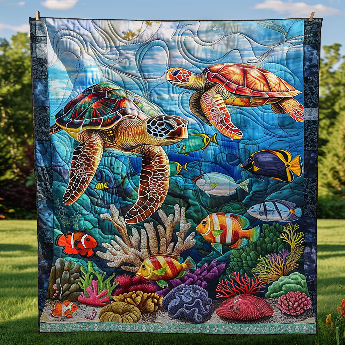 Sea Turtle WJ1609027CL Quilt Blanket