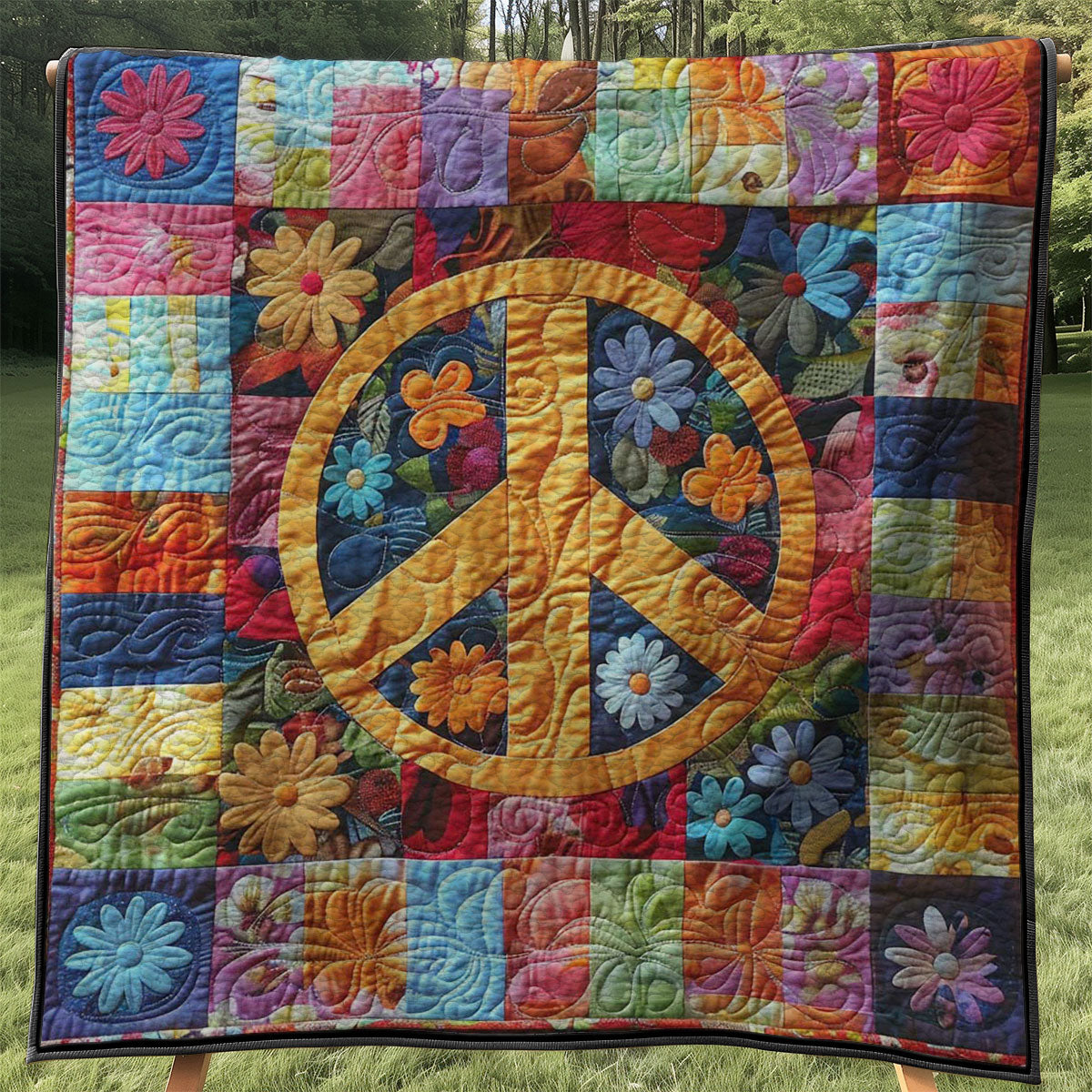 Trippy Hippie Sign WJ0208036CL Quilt Blanket