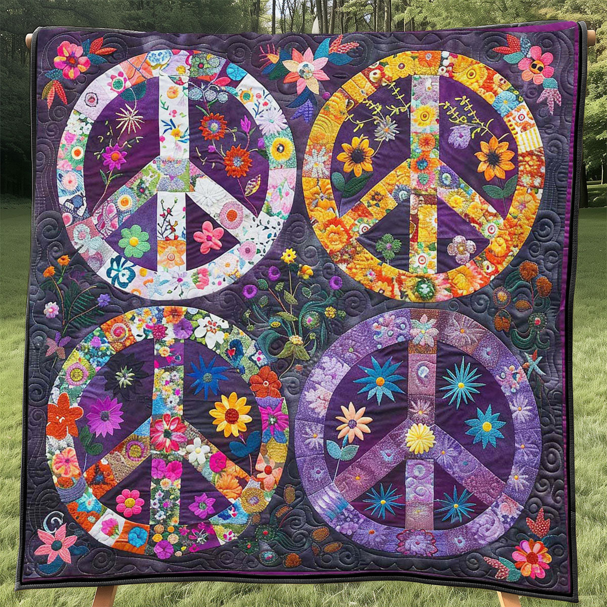 Trippy Hippie Sign WJ1608025CL Quilt Blanket