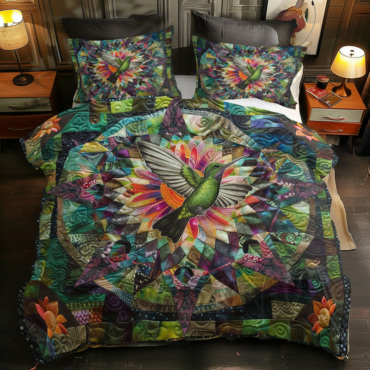 Hummingbird WJ1306019CL Quilted Bedding Set