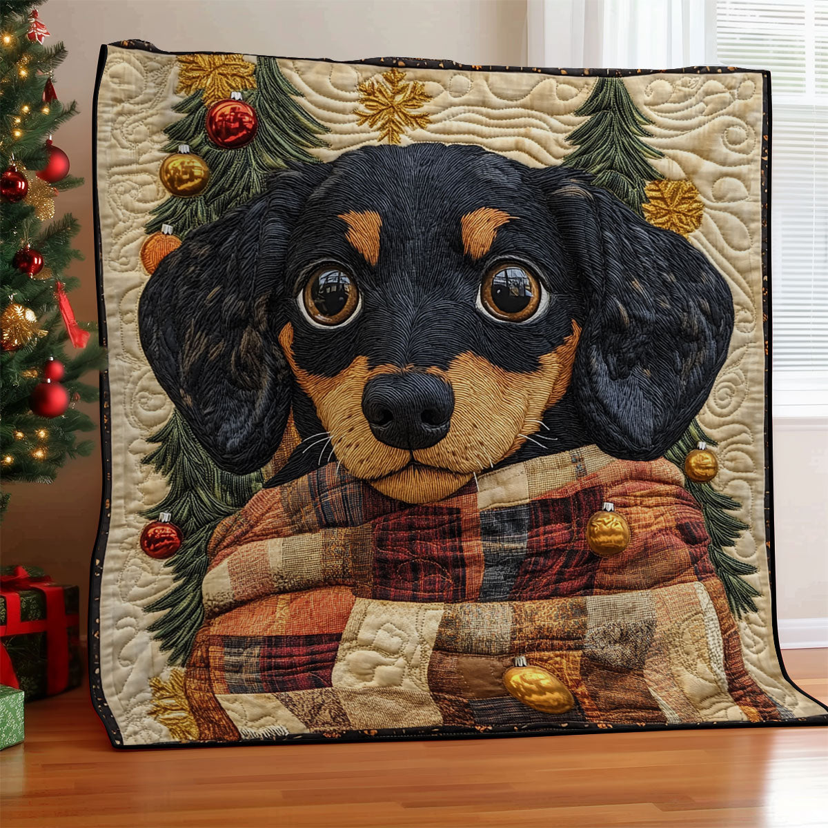 Little Dachshund WU1302044CL Quilt Blanket