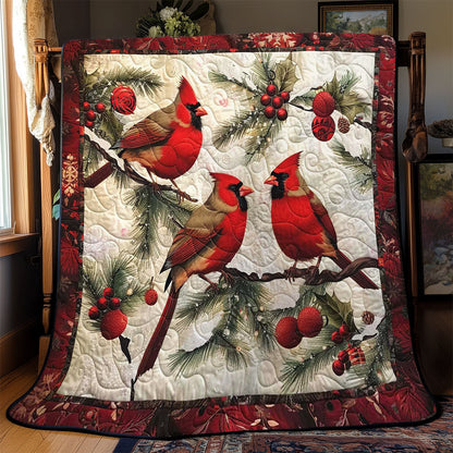Christmas Cardinal WJ2008010CL Quilt Blanket