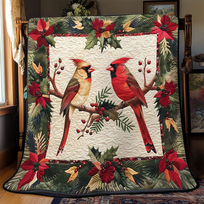 Christmas Cardinal WJ2008011CL Quilt Blanket