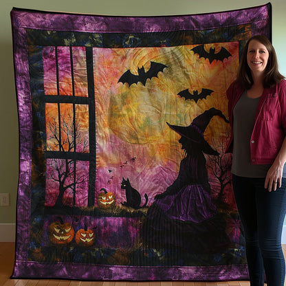Halloween Witch And Cat WJ0507010CL Quilt Blanket