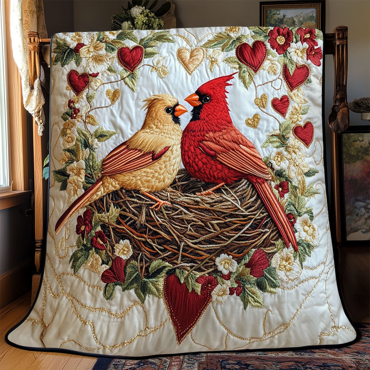 Heartfelt Cardinal WJ1102010CL Quilt Blanket