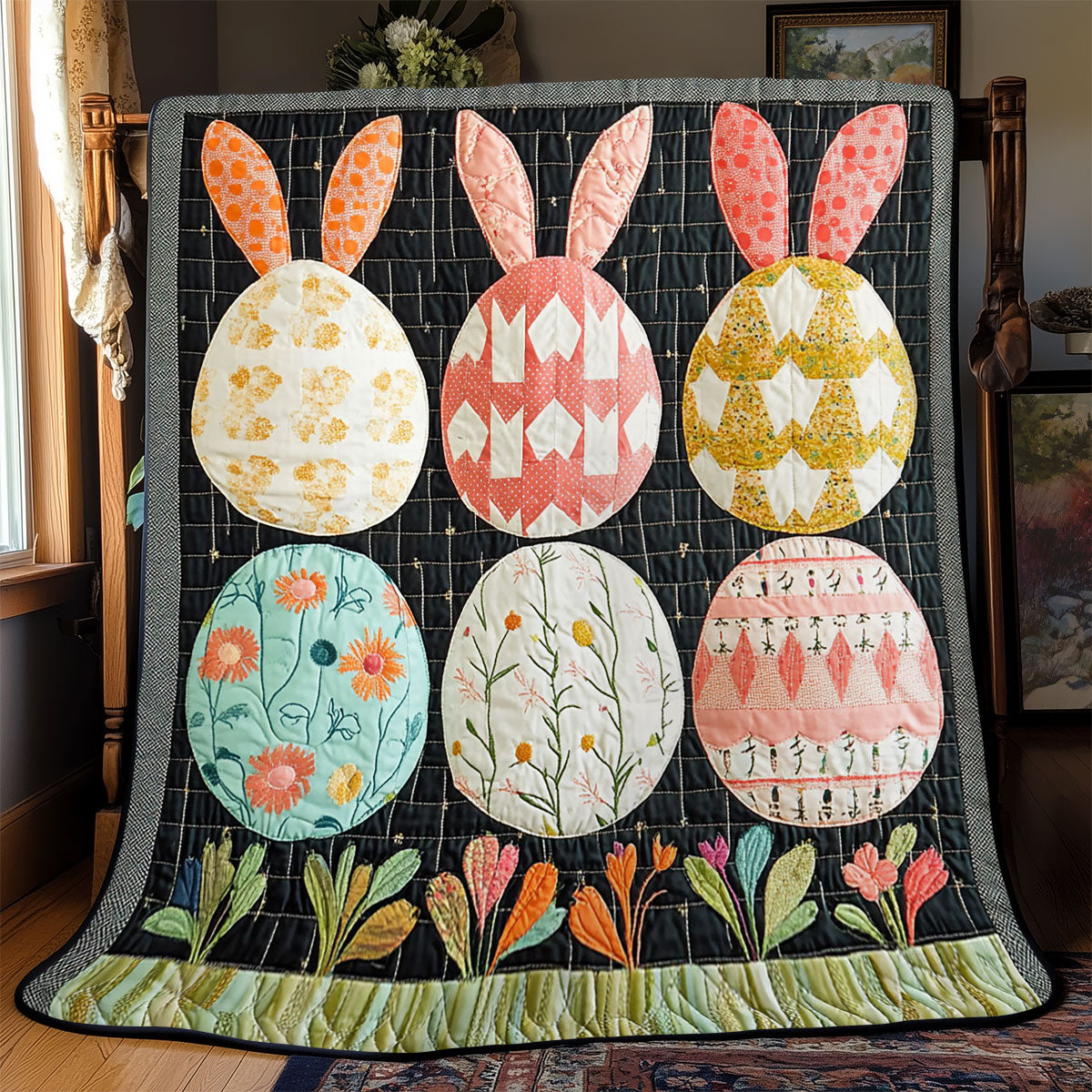 Hoppy Easter Garden WJ0703023CL Quilt Blanket