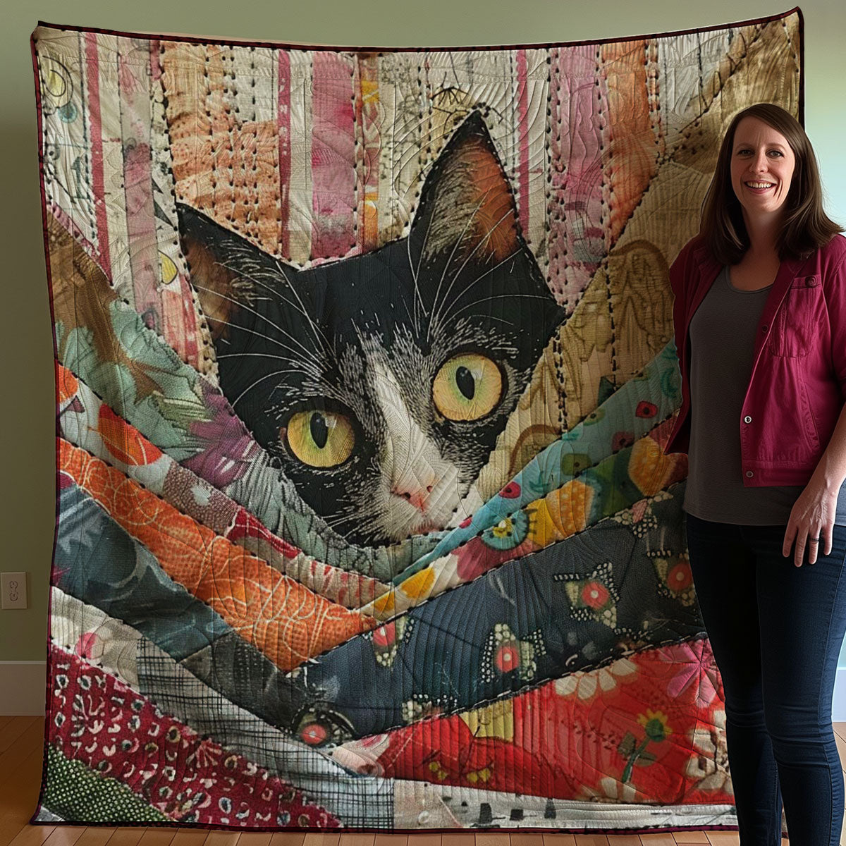Peeking Cat WJ0108018CL Quilt Blanket