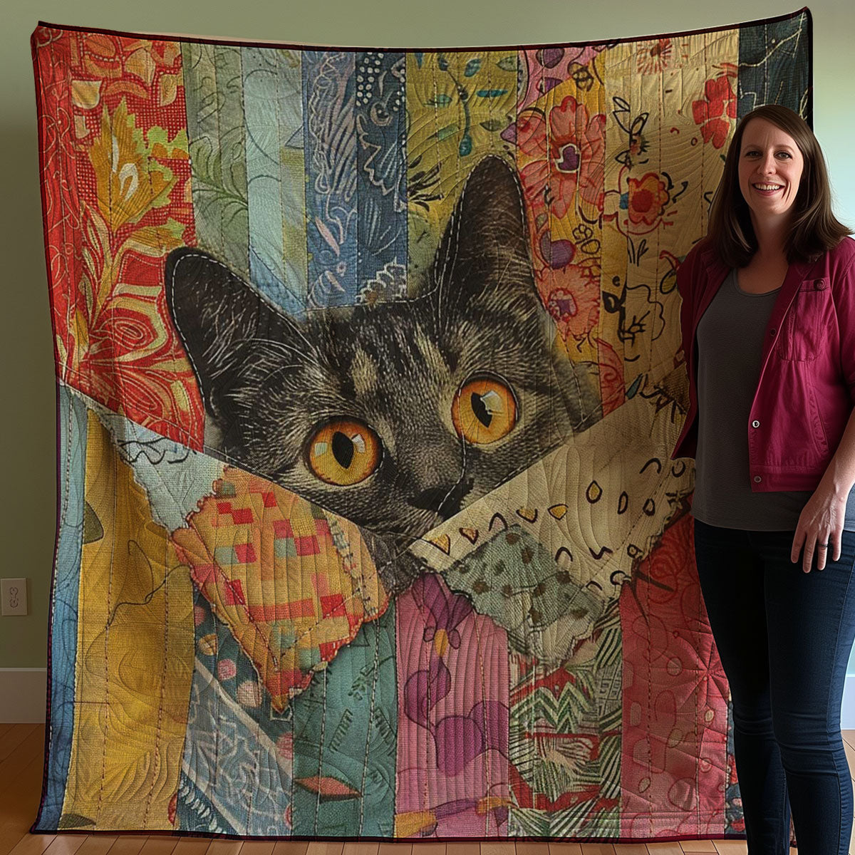 Peeking Cat WJ0108020CL Quilt Blanket