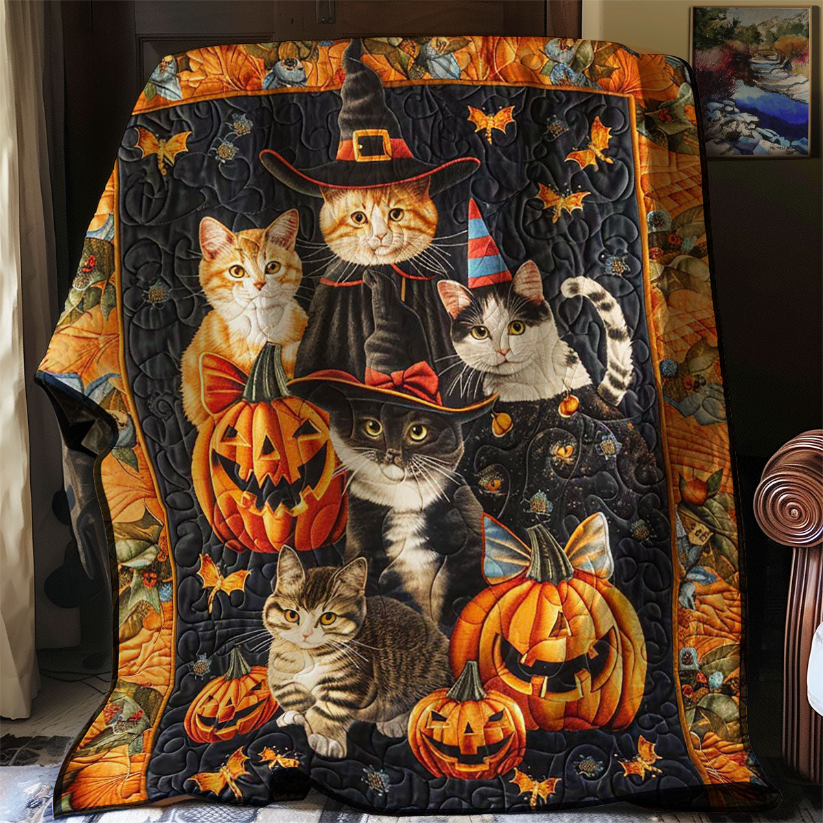 Halloween Cat WJ2608014CL Quilt Blanket