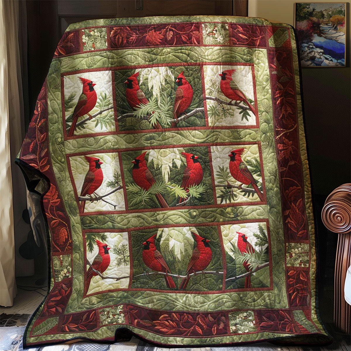 Red Cardinal WJ3107030CL Quilt Blanket