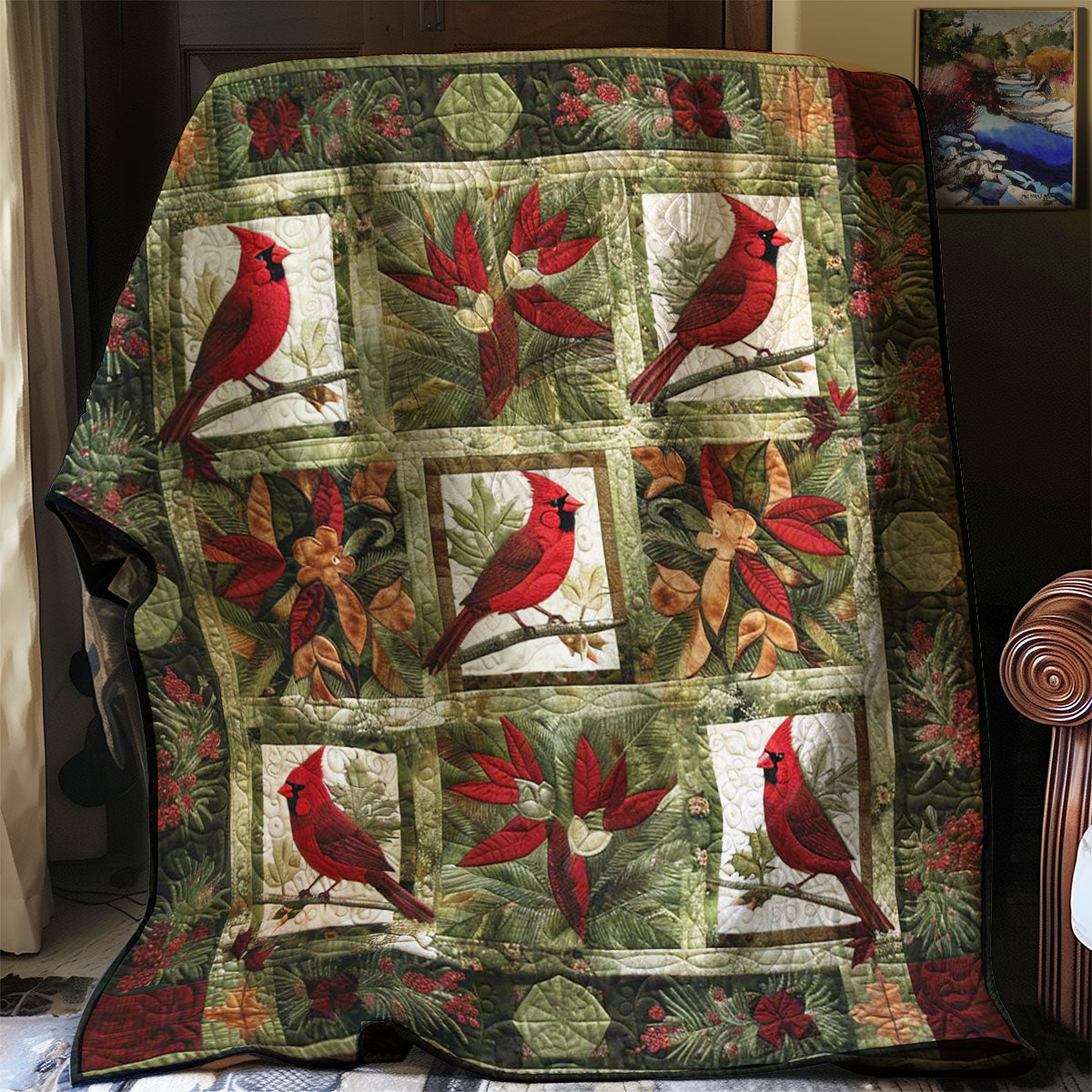 Red Cardinal WJ3107032CL Quilt Blanket