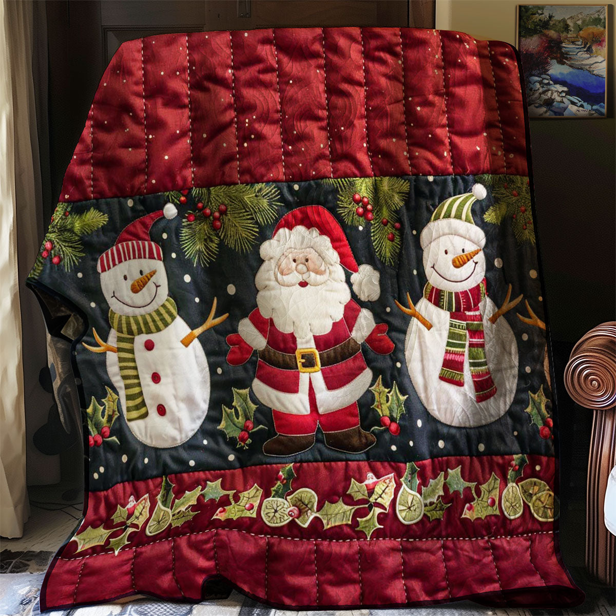 Santa Clause And Snowman WJ2208018CL Quilt Blanket