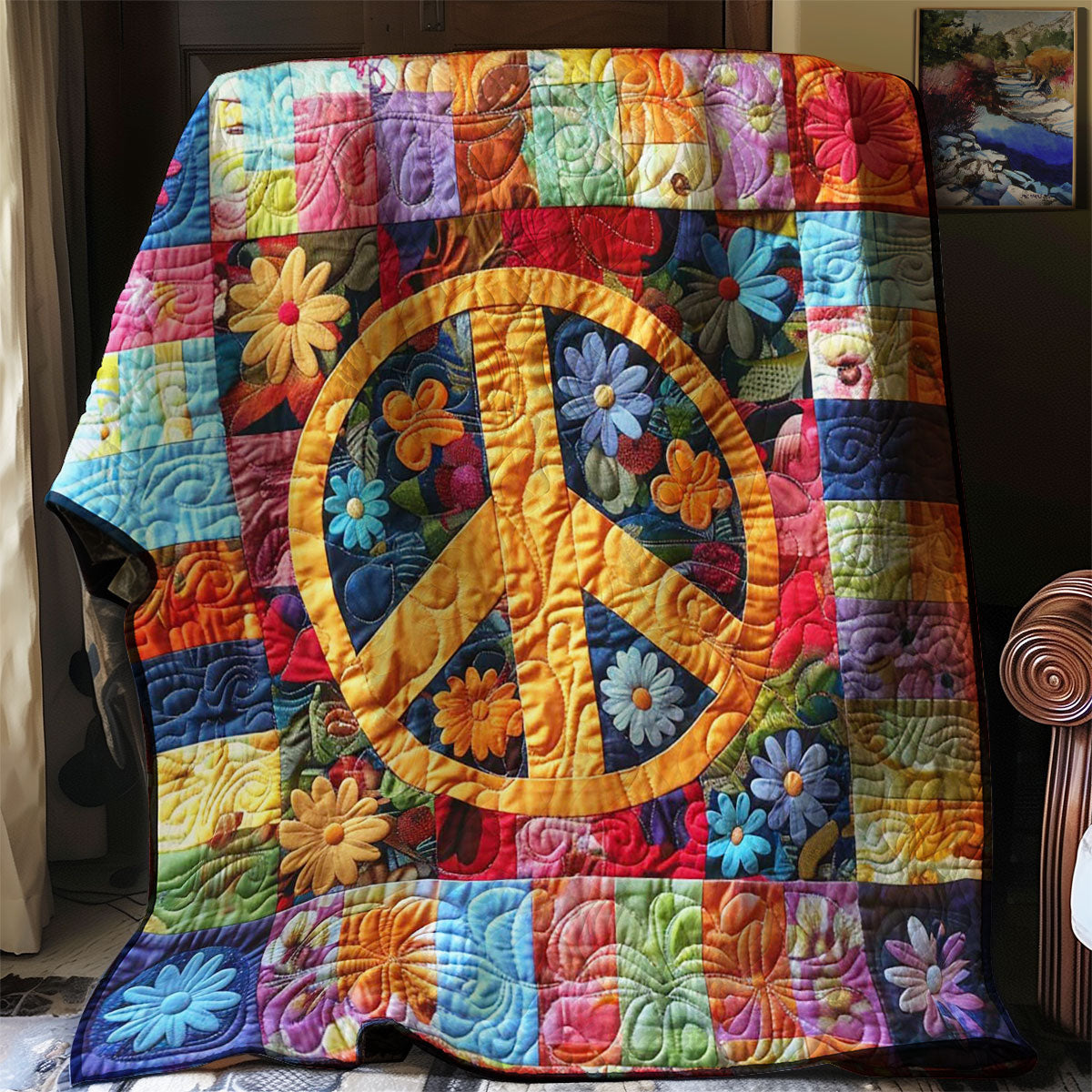 Trippy Hippie Sign WJ0208036CL Quilt Blanket