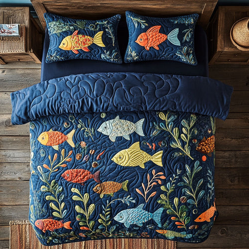 Ocean Fish WX0403031CL Quilted Bedding Set
