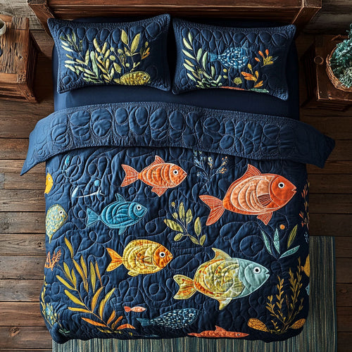 Ocean Fish WX0403032CL Quilted Bedding Set