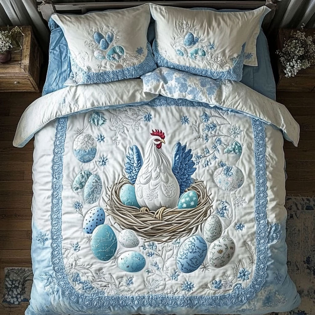 Pastel Chicken WX0803181CL Quilted Bedding Set