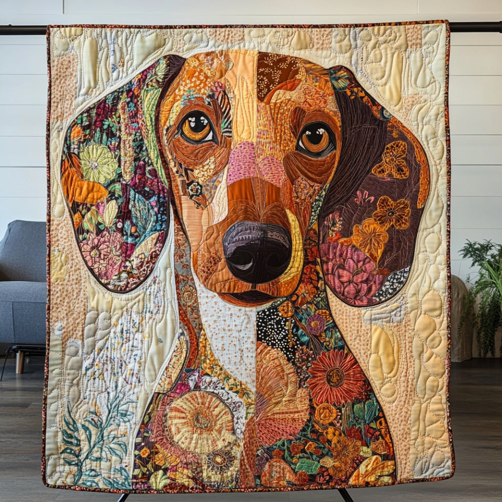 Patchwork Dachshund WU0401060CL Quilt Blanket