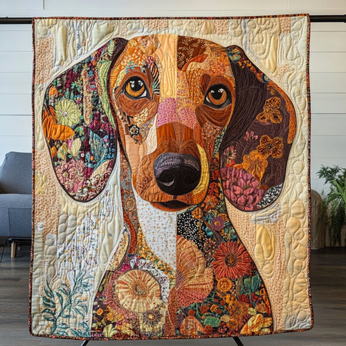 Patchwork Dachshund WU0401060CL Quilt Blanket