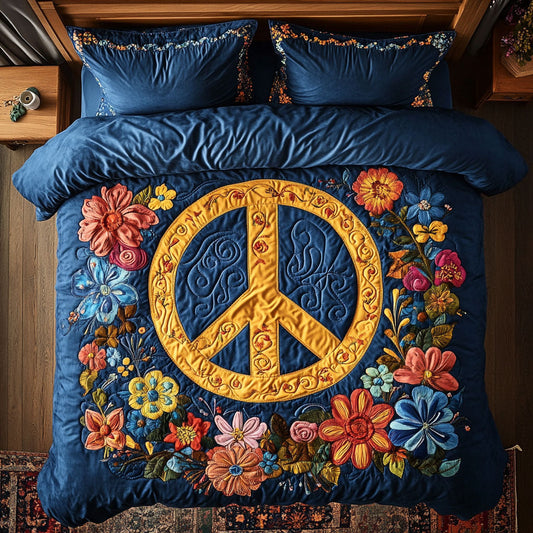 Peace Sign Flower WX1303096CL Quilted Bedding Set