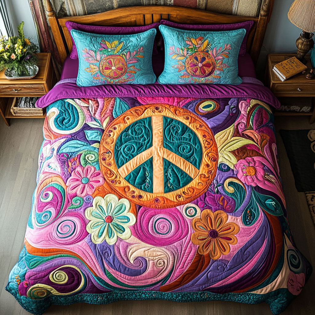 Peace Sign Hippie WX0403035CL Quilted Bedding Set