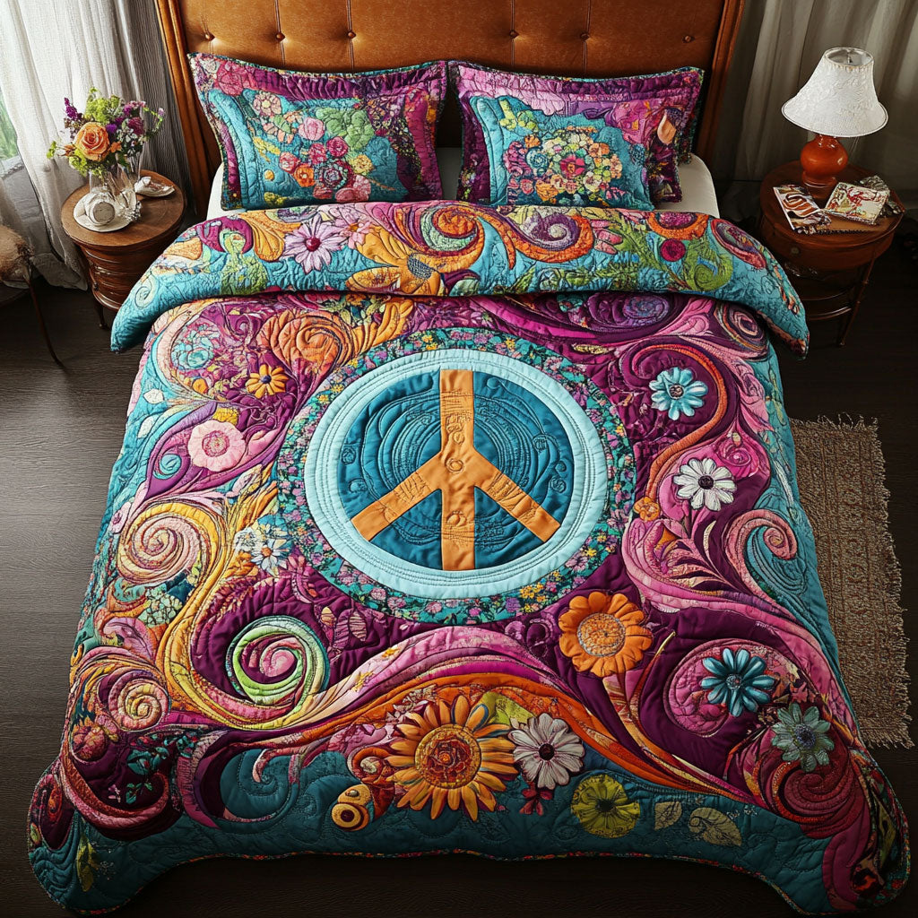 Peace Sign Hippie WX0403036CL Quilted Bedding Set