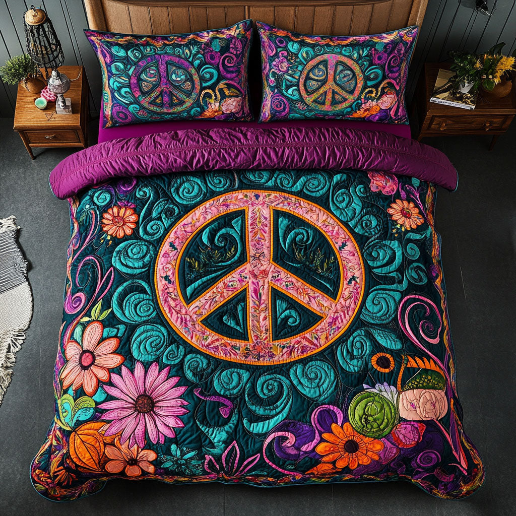 Peace Sign Hippie WX0403037CL Quilted Bedding Set