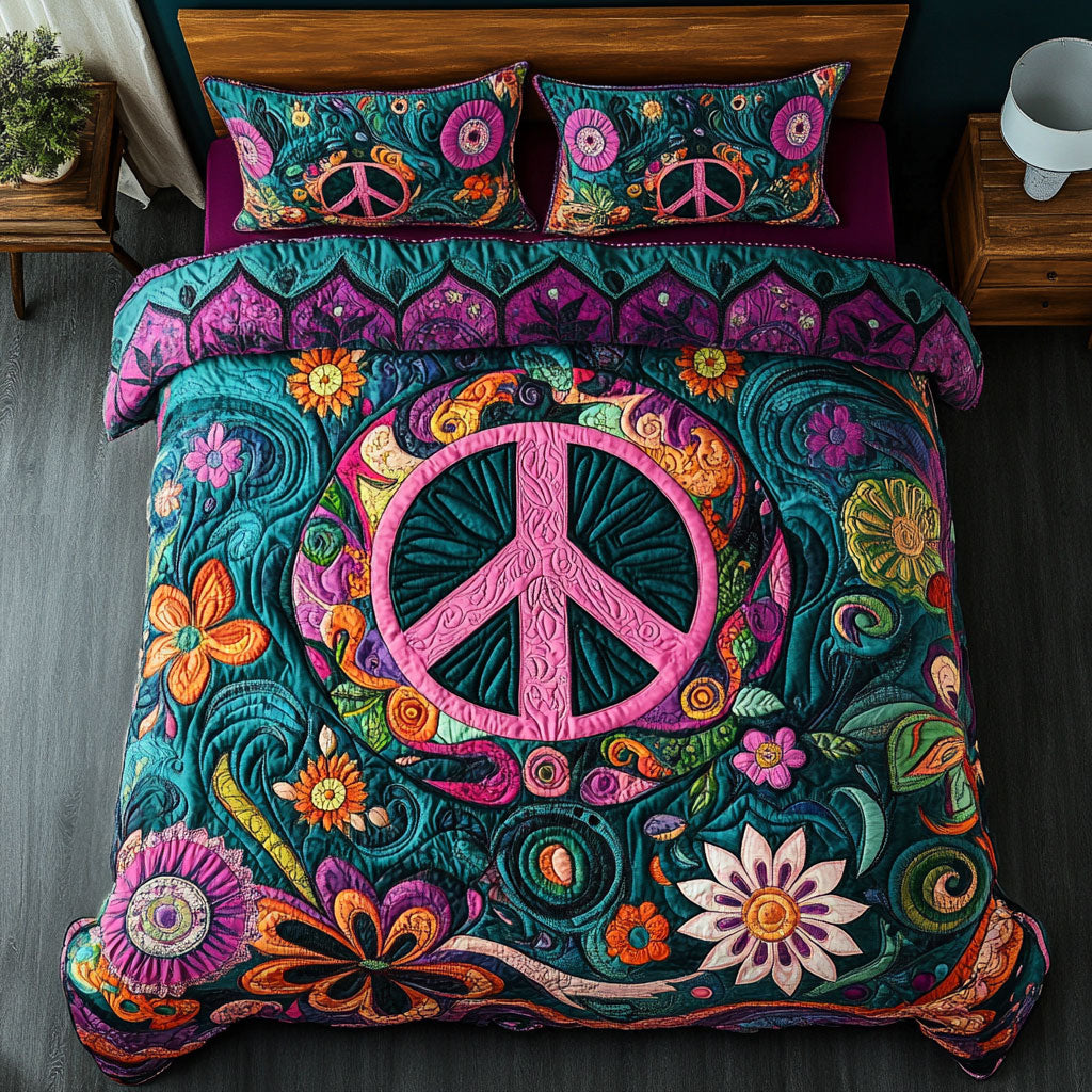 Peace Sign Hippie WX0403038CL Quilted Bedding Set