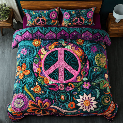 Peace Sign Hippie WX0403038CL Quilted Bedding Set