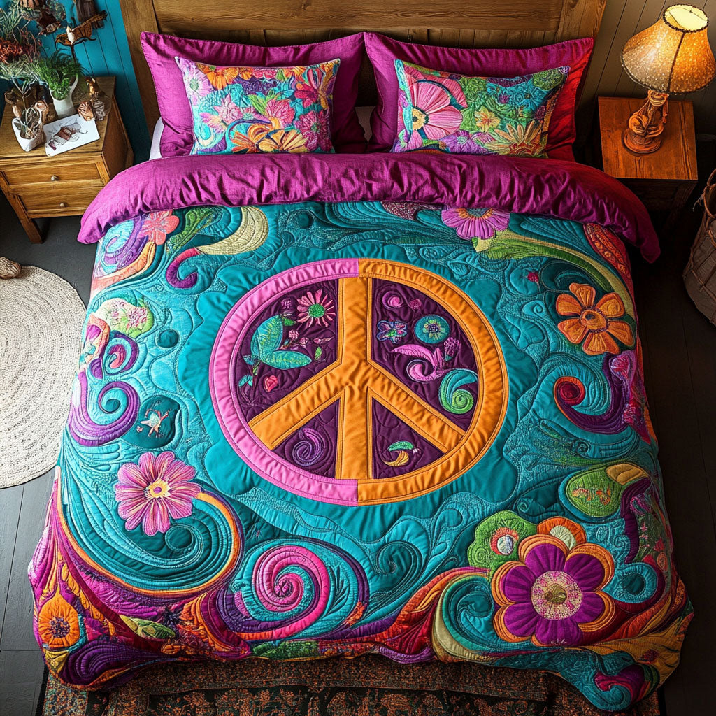 Peace Sign Hippie WX0403039CL Quilted Bedding Set