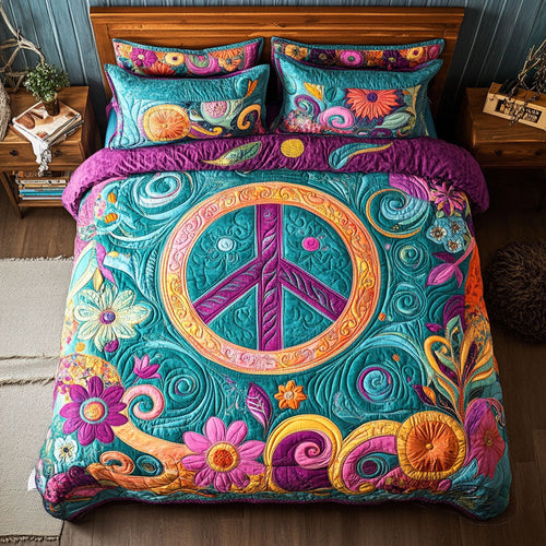 Peace Sign Hippie WX0403040CL Quilted Bedding Set