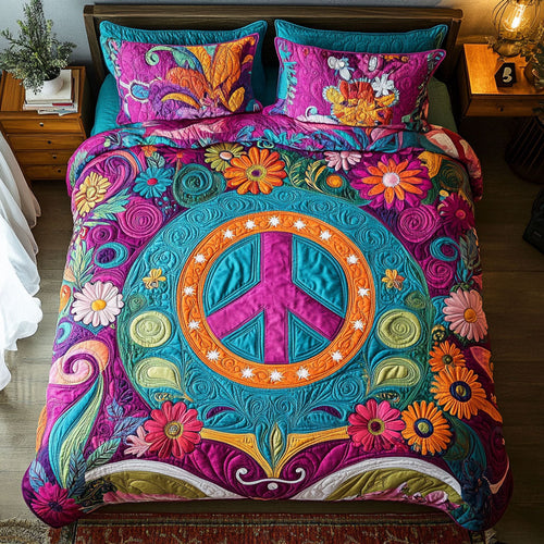 Peace Sign Hippie WX0403041CL Quilted Bedding Set