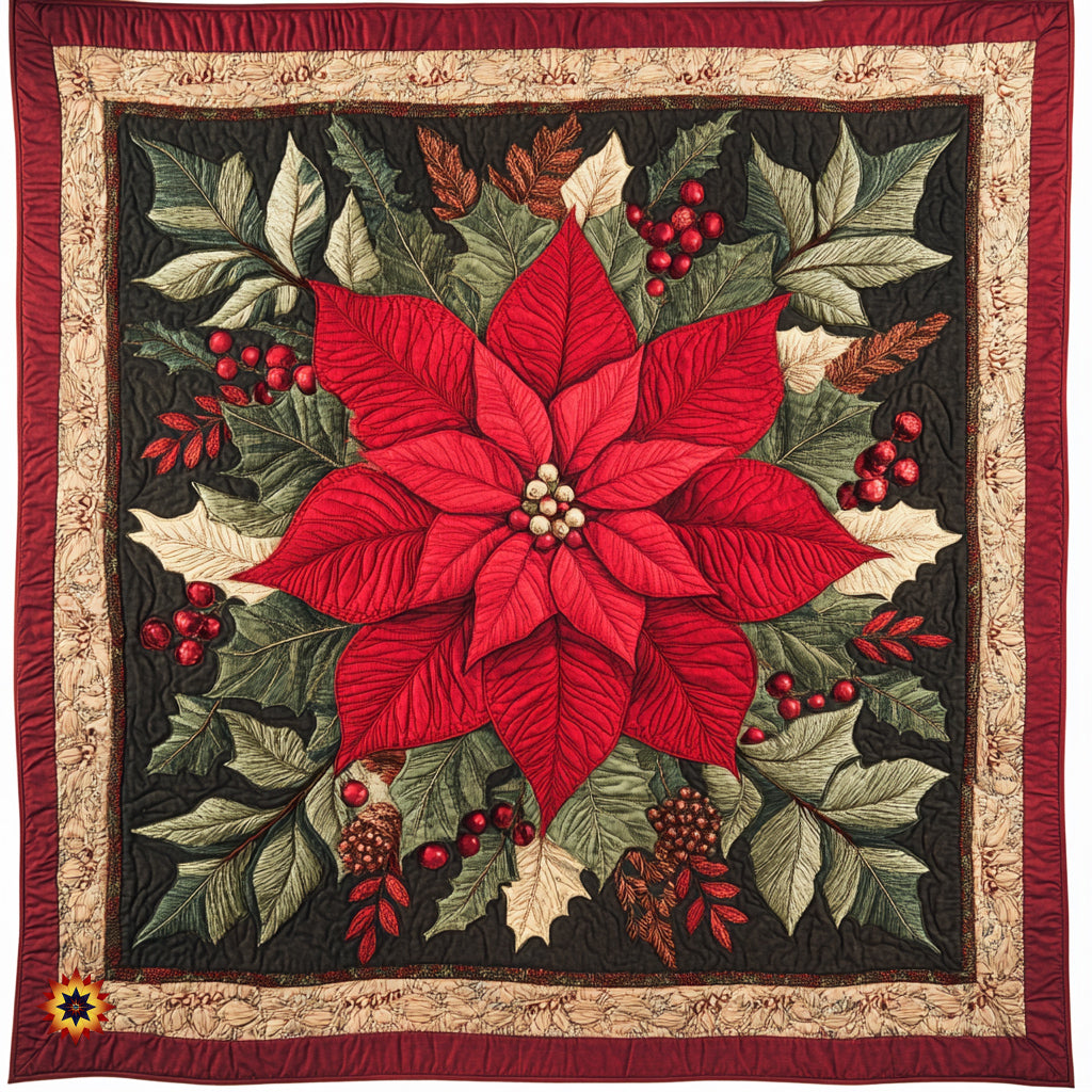 Poinsettia WU0911004CL Quilt Blanket