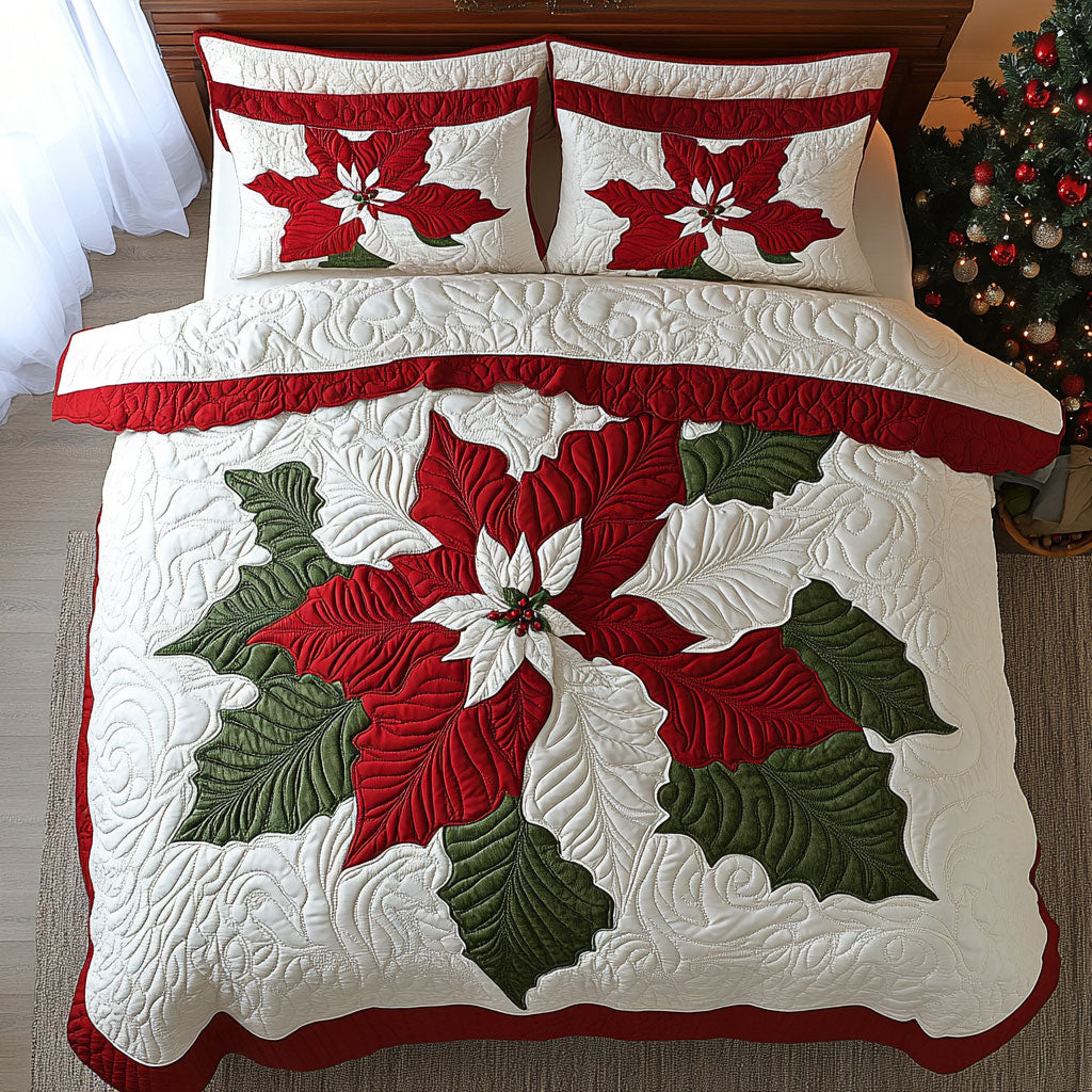 Poinsettia WX2802159CL Quilted Bedding Set