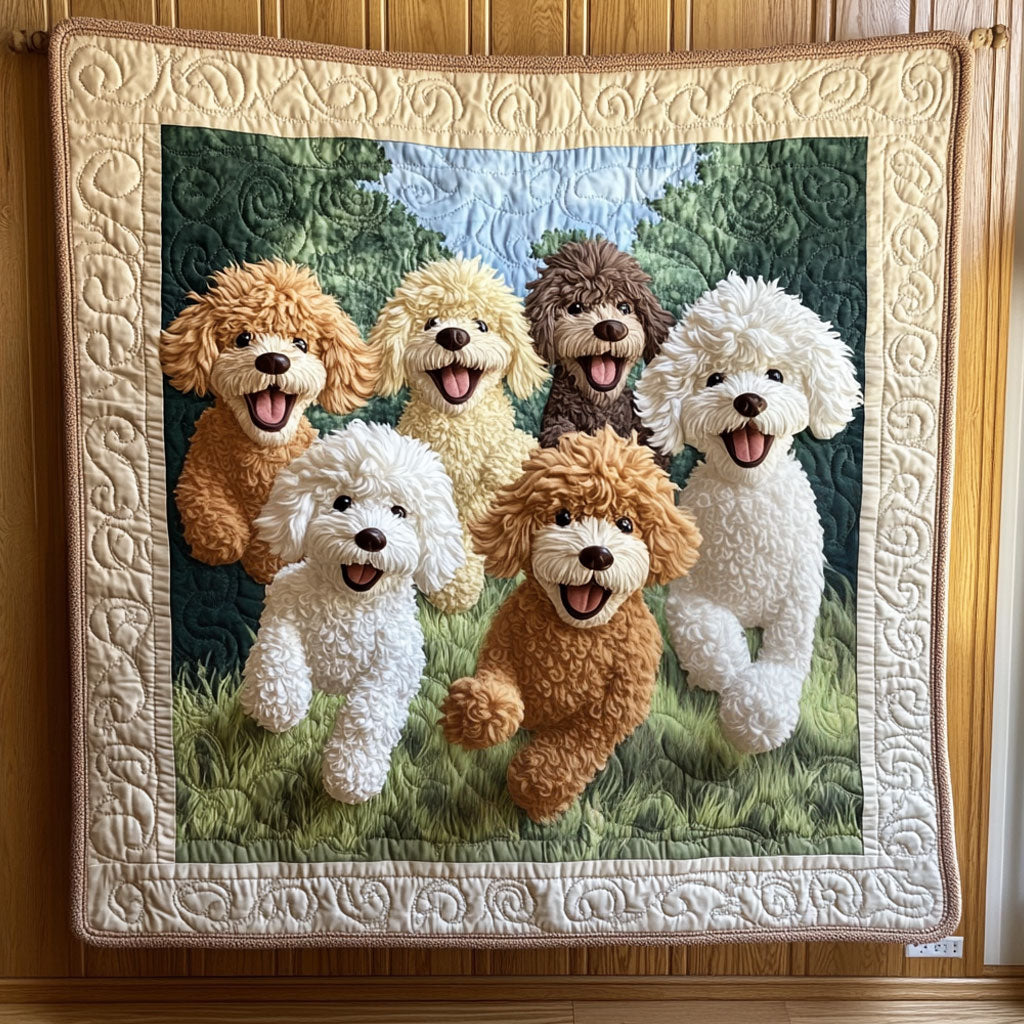 Poodle Comming CP1106031CL Quilt Blanket