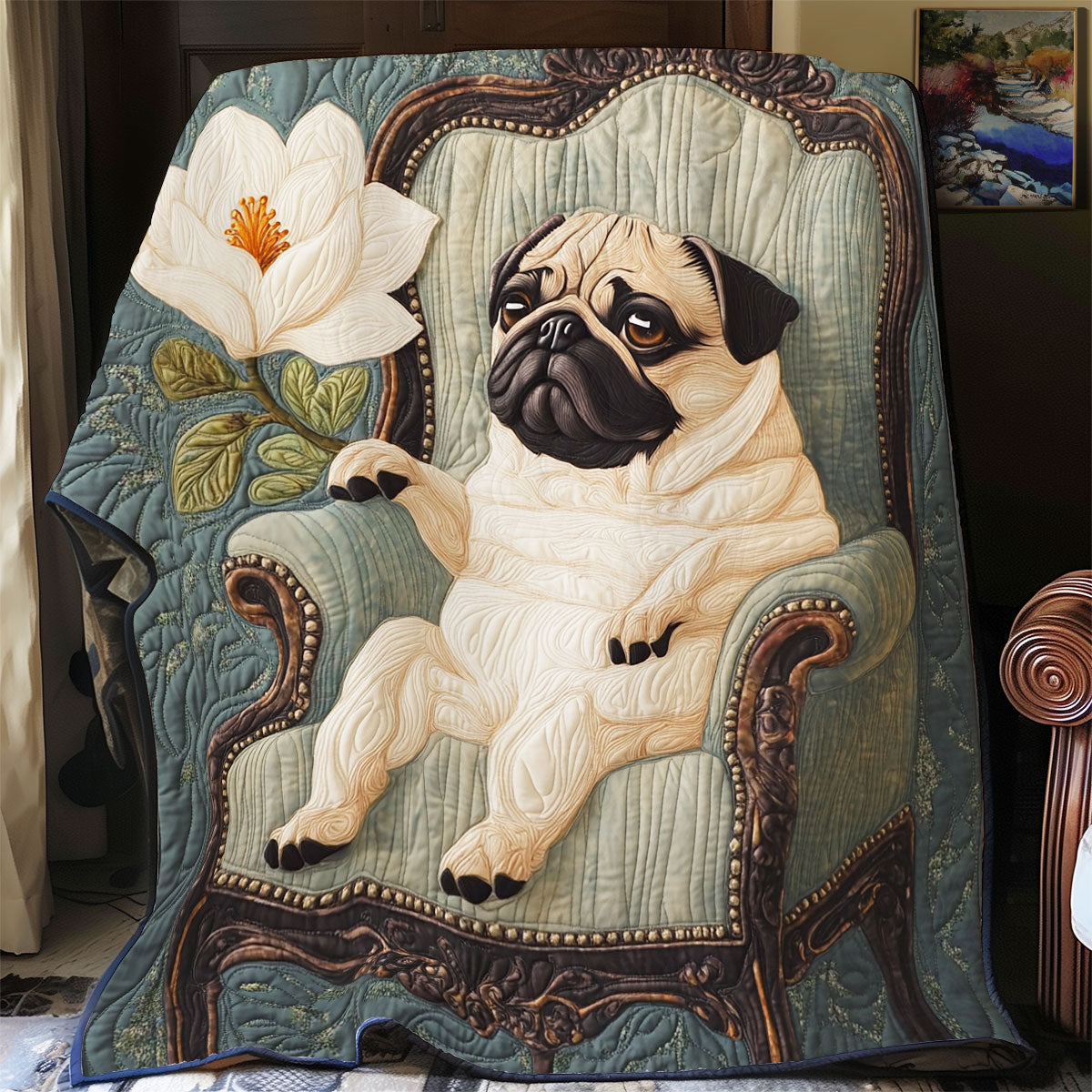 Pug Magnolia WX2003025CL Quilt Blanket