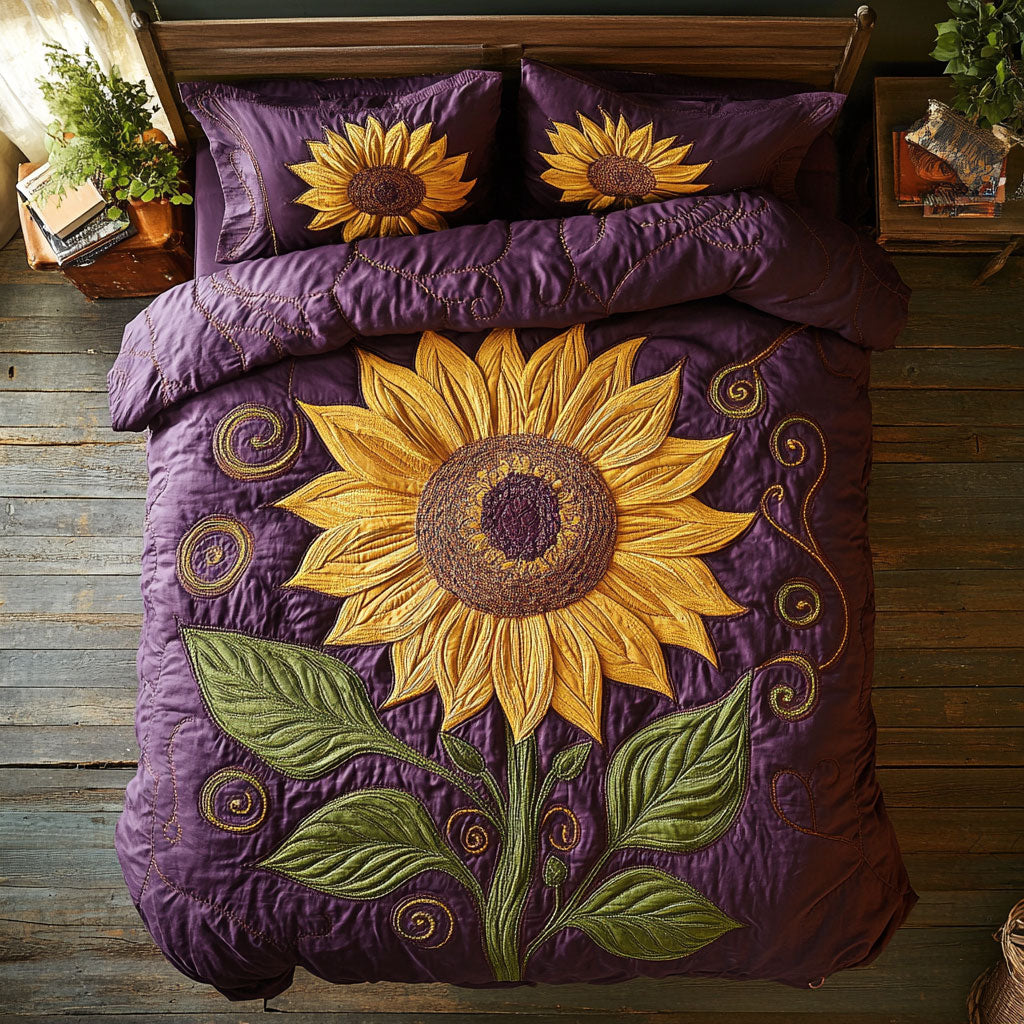 Rustic Sunflower WX0603065CL Quilted Bedding Set