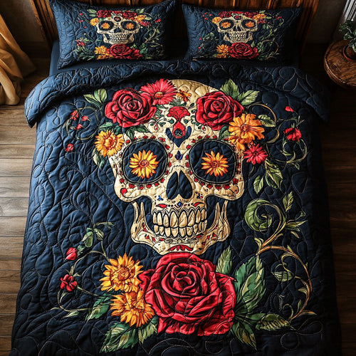 Skull Flower WX2802165CL Quilted Bedding Set