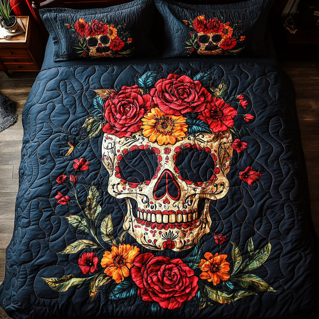 Skull Flower WX2802166CL Quilted Bedding Set