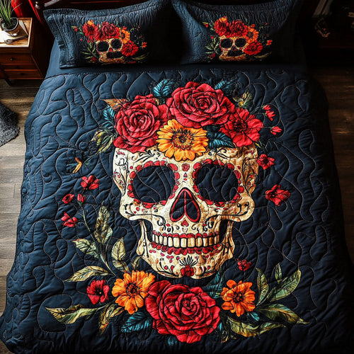 Skull Flower WX2802166CL Quilted Bedding Set