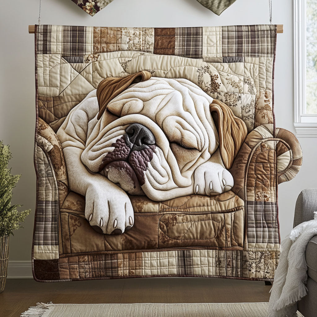 Sleeping Bulldog WU2001006CL Quilt Blanket