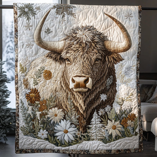 Snowy Highland Cow WU0401099CL Quilt Blanket